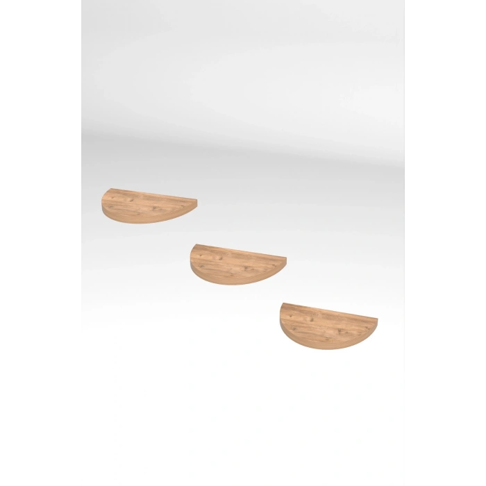 3lü Oval Duvar Rafı Ceviz 115 cm