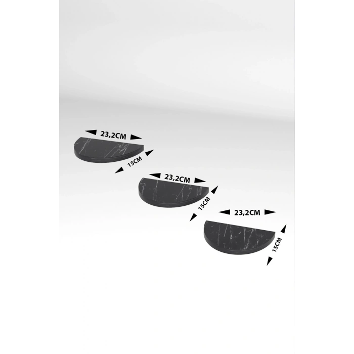 3lü Oval Duvar Rafı Krem Bej