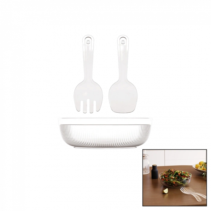 3 Parça 4000 ml Salata Seti - Mika & Kristal Plastik