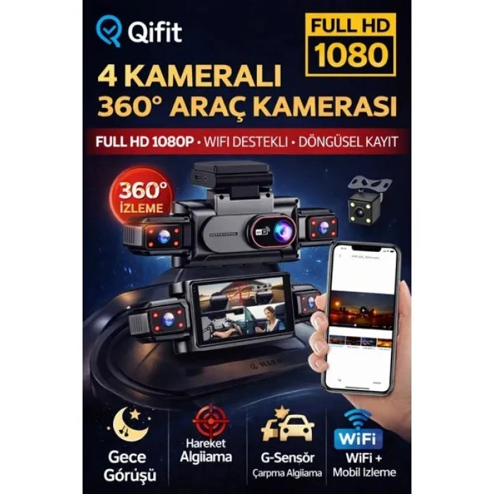 360° WiFi Quad Araç Kamerası
