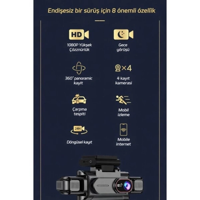 360° WiFi Quad Araç Kamerası