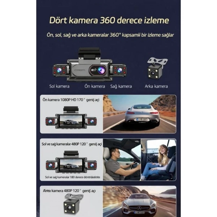 360° WiFi Quad Araç Kamerası