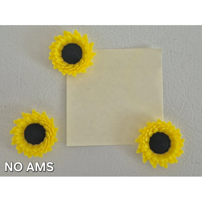 3D Baskı 3lü Ayçiçeği Magnet Seti - Dekoratif Buzdolabı ve Not Tutucu
