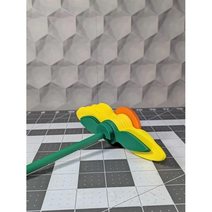 3D Baskı Ayçiçeği Yaprak Döndürücü Fidget Çiçek Stres Oyuncağı Masaüstü Fidget Sarı