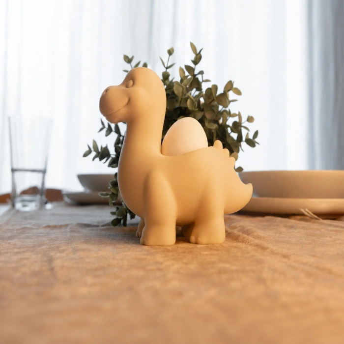 3D Baskı Dinozor Yumurtalık - Sevimli Eggosaurus Yumurta Tutucu-Bej