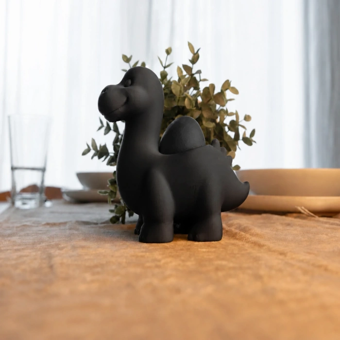 3D Baskı Dinozor Yumurtalık - Sevimli Eggosaurus Yumurta Tutucu-Siyah