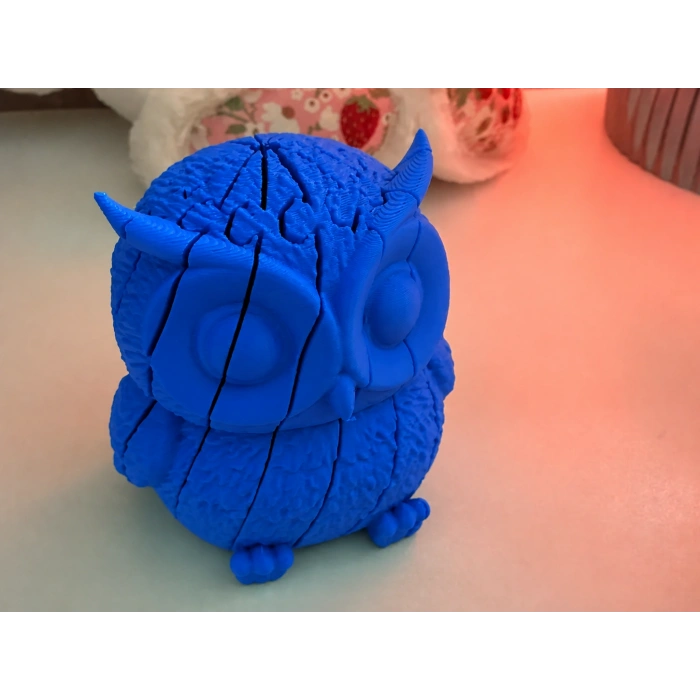 3D Baskı Hareketli Baykuş Figürü - Eklemli Flexi Oyuncak - Mavi
