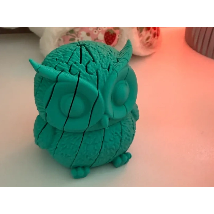 3D Baskı Hareketli Baykuş Figürü - Eklemli Flexi Oyuncak - Mint