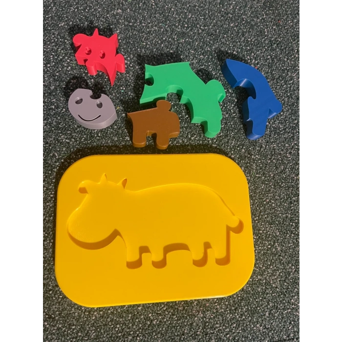 3D Baskı İnek Figürlü Puzzle - Renkli Eğitici Yapboz