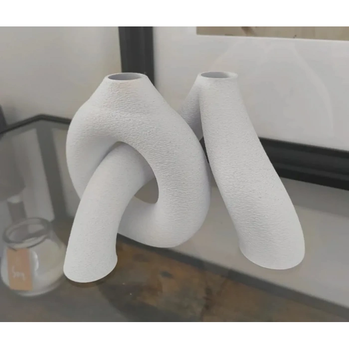 3D Baskı Interlocking Vazo - İç İçe Geçen Dekoratif Vazo-Bej