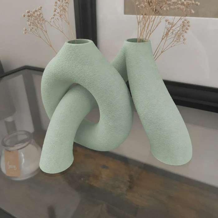 3D Baskı Interlocking Vazo - İç İçe Geçen Dekoratif Vazo-Mint