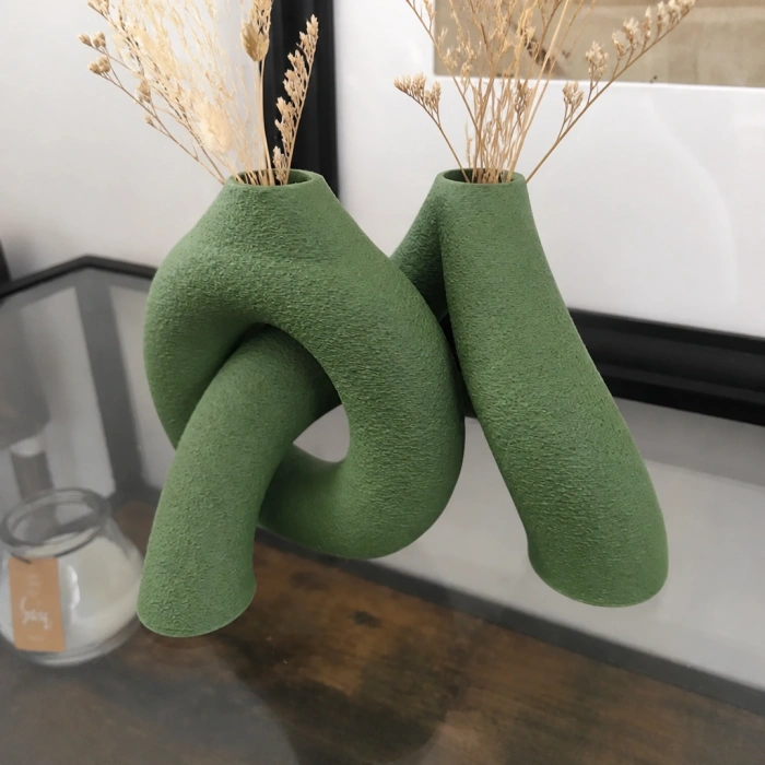 3D Baskı Interlocking Vazo - İç İçe Geçen Dekoratif Vazo-Yeşil