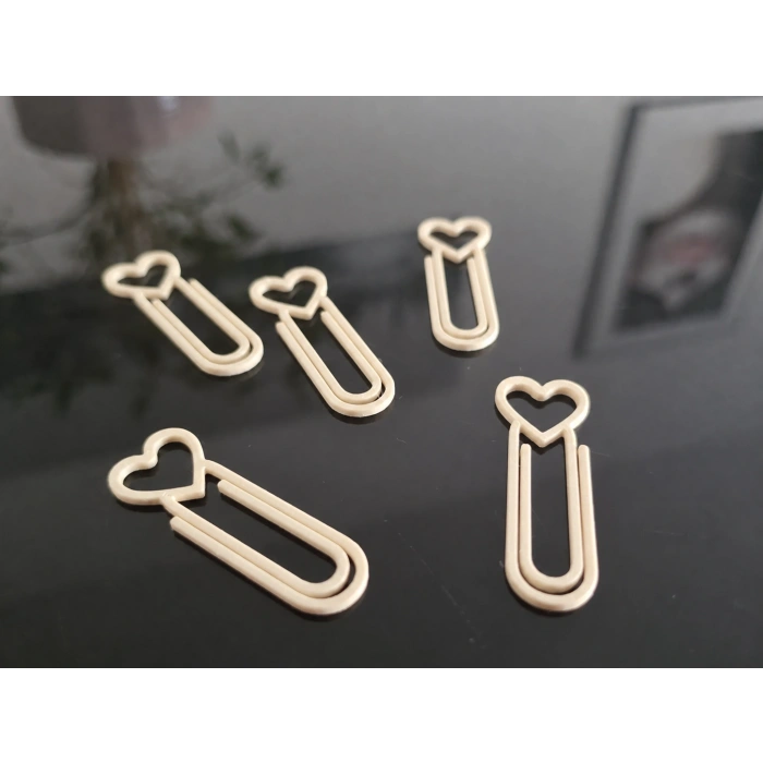 3D Baskı Kalp Figürlü Ataç - 10lu Set - Bej