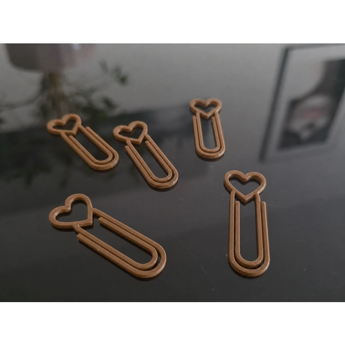 3D Baskı Kalp Figürlü Ataç - 10lu Set - Kahverengi