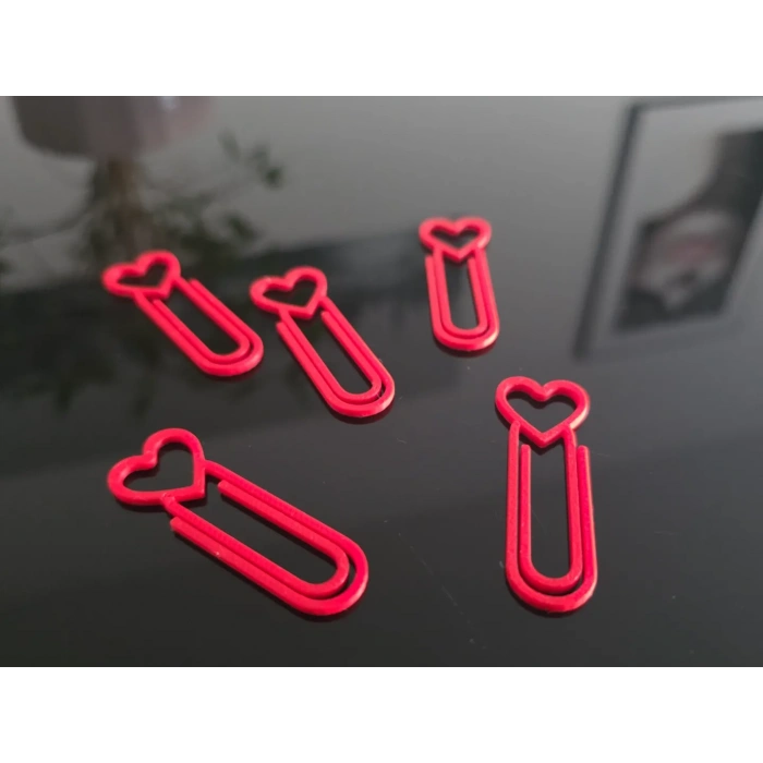 3D Baskı Kalp Figürlü Ataç - 10lu Set - Kırmızı