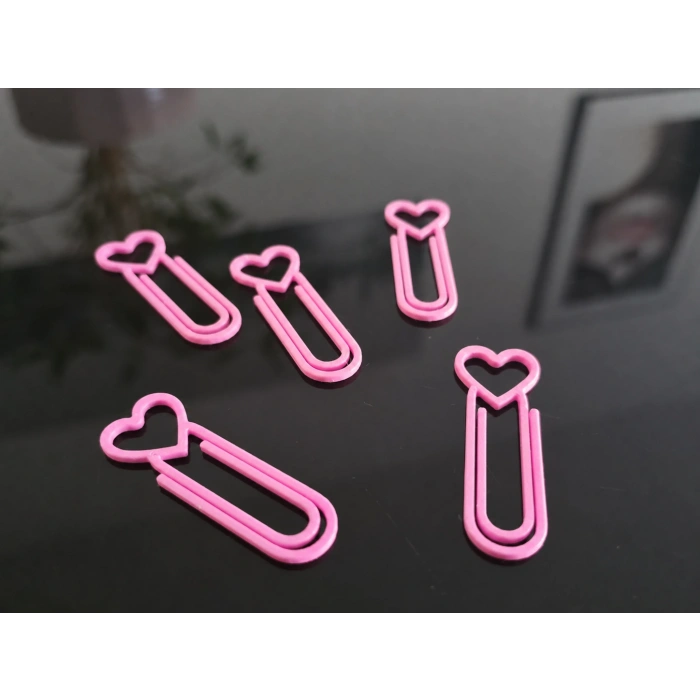 3D Baskı Kalp Figürlü Ataç - 10lu Set - Pembe