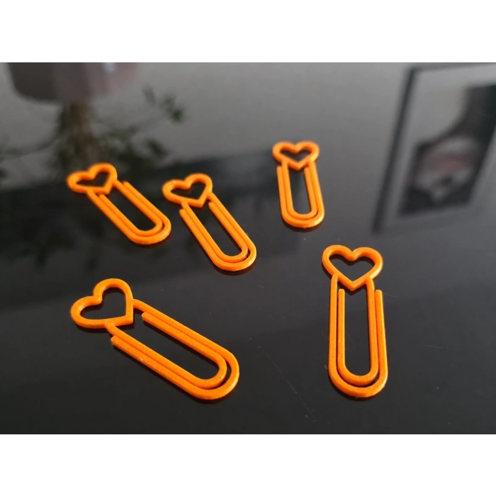 3D Baskı Kalp Figürlü Ataç - 10lu Set - Turuncu