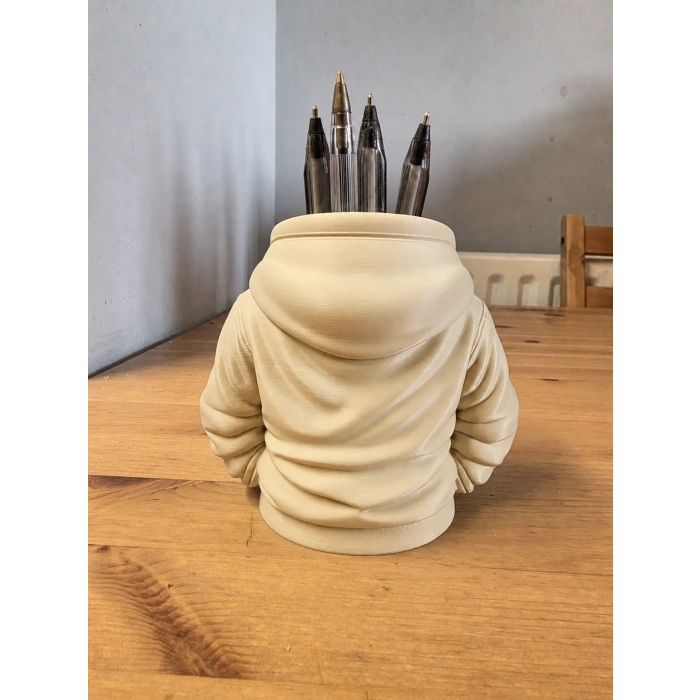 3D Baskı Kapüşonlu Sweatshirt Kalemlik - Masaüstü Organizer-Bej