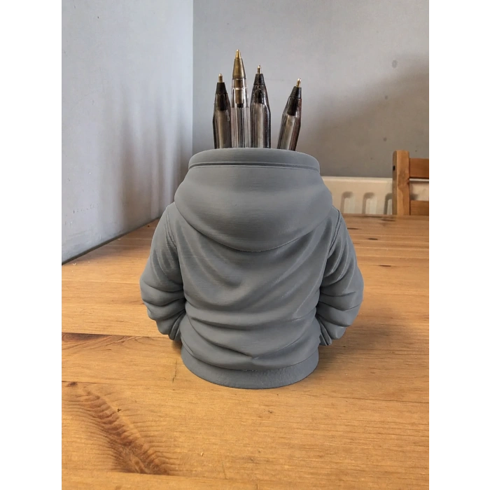 3D Baskı Kapüşonlu Sweatshirt Kalemlik - Masaüstü Organizer-Gri