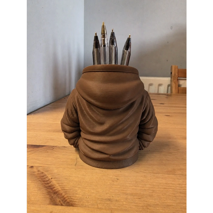 3D Baskı Kapüşonlu Sweatshirt Kalemlik - Masaüstü Organizer-Kahverengi