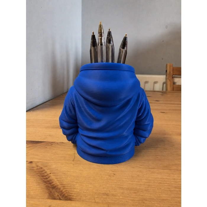 3D Baskı Kapüşonlu Sweatshirt Kalemlik - Masaüstü Organizer-Mavi