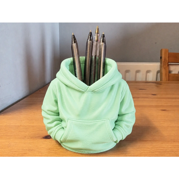 3D Baskı Kapüşonlu Sweatshirt Kalemlik - Masaüstü Organizer-Mint