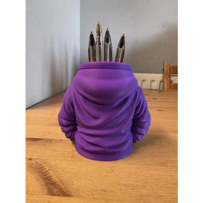 3D Baskı Kapüşonlu Sweatshirt Kalemlik - Masaüstü Organizer-Mor