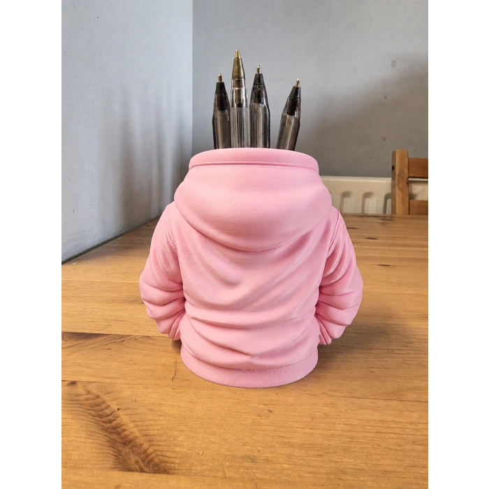 3D Baskı Kapüşonlu Sweatshirt Kalemlik - Masaüstü Organizer-Pembe