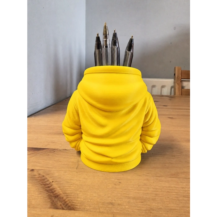3D Baskı Kapüşonlu Sweatshirt Kalemlik - Masaüstü Organizer-Sarı