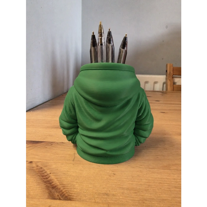 3D Baskı Kapüşonlu Sweatshirt Kalemlik - Masaüstü Organizer-Yeşil