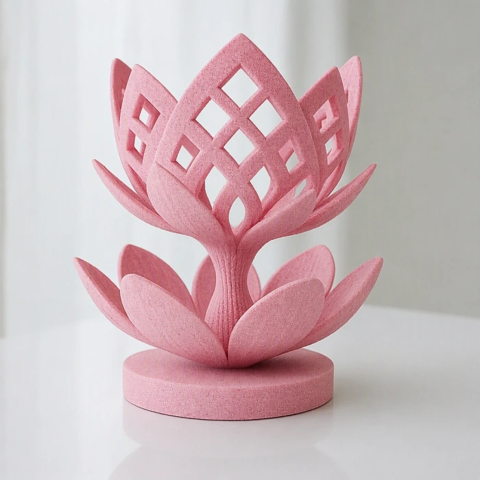 3D Baskı Lotus Çiçeği Mumluk - Dekoratif Tealight Mumluk-Pembe