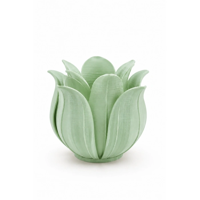 3D Baskı Lotus Yapraklı Vazo - Dekoratif Çiçeklik-Mint