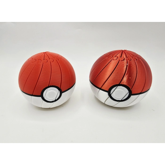 3D Baskı Pokebal - Segmentli Pokeball Dekoratif Küre-Kırmızı