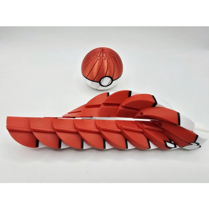 3D Baskı Pokebal - Segmentli Pokeball Dekoratif Küre-Kırmızı