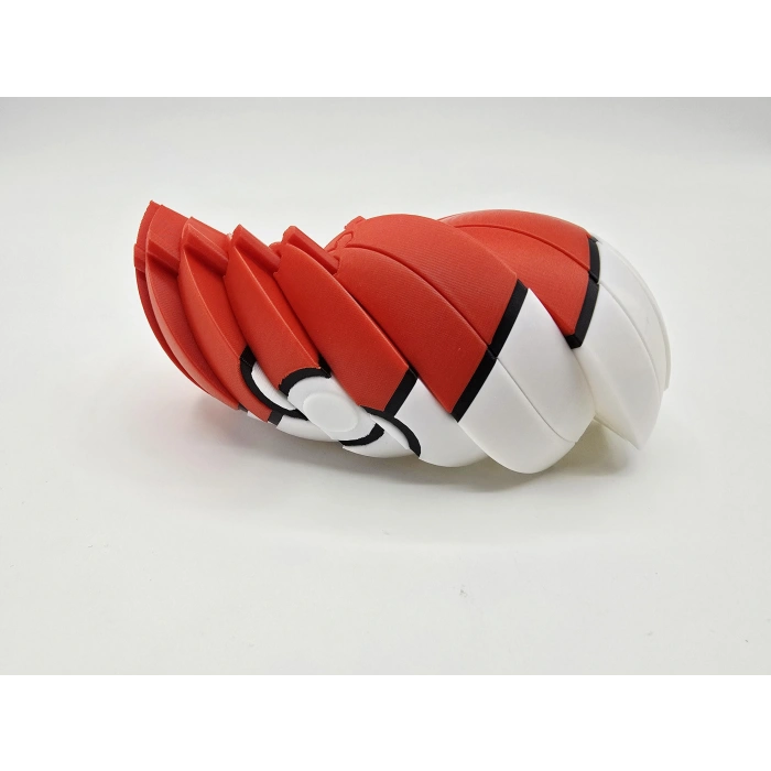 3D Baskı Pokebal - Segmentli Pokeball Dekoratif Küre-Kırmızı