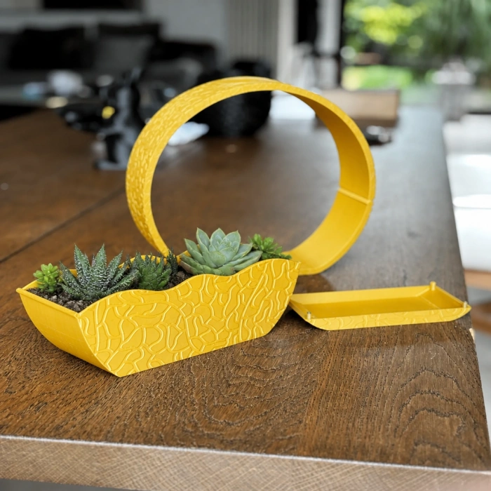 3D Baskı Self-Watering Planter - Kendi Kendini Sulayan Saksı-Sarı