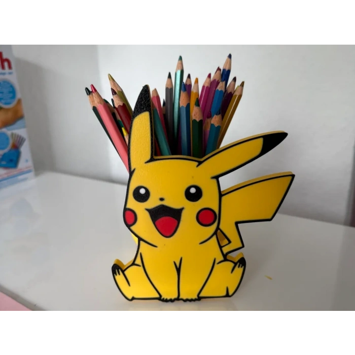 3D Baskı Sevimli Elektrik Fare Figürlü Kalemlik - Sarı Masaüstü Organizer