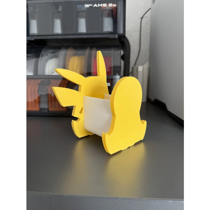 3D Baskı Sevimli Elektrik Fare Figürlü Kalemlik - Sarı Masaüstü Organizer