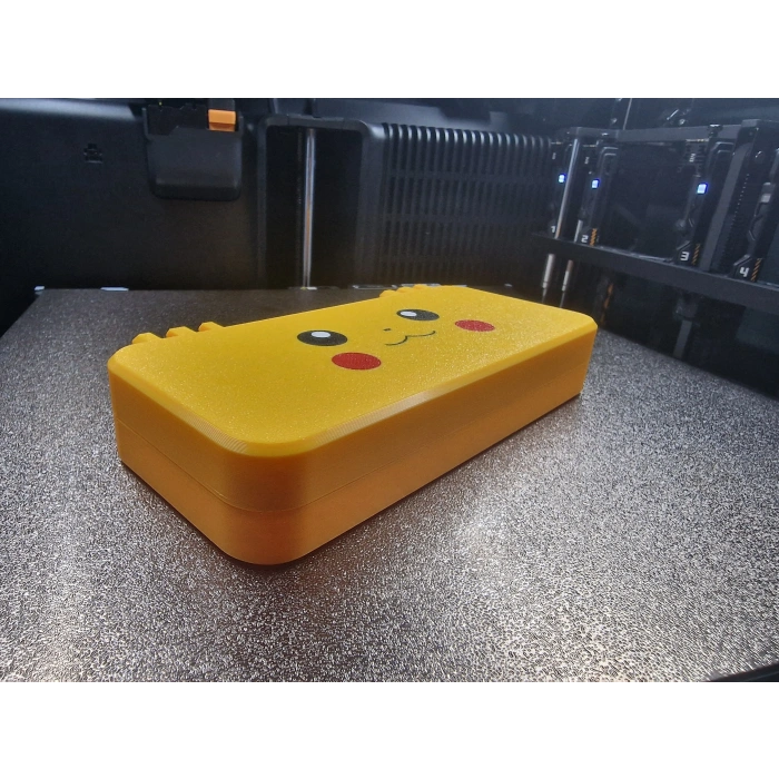 3D Baskı Sevimli Elektrik Fare Figürlü Kapaklı Kalem Kutusu - Sarı Organizer