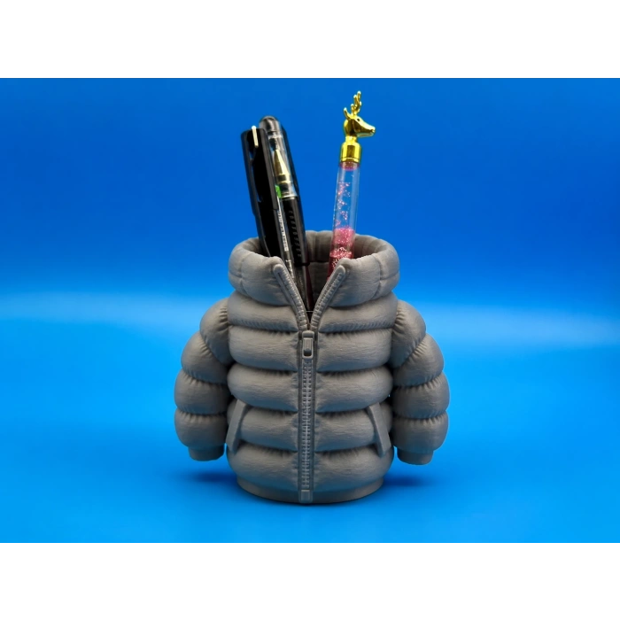 3D Baskı Şişme Mont Kalemlik - Masaüstü Organizer-Gri