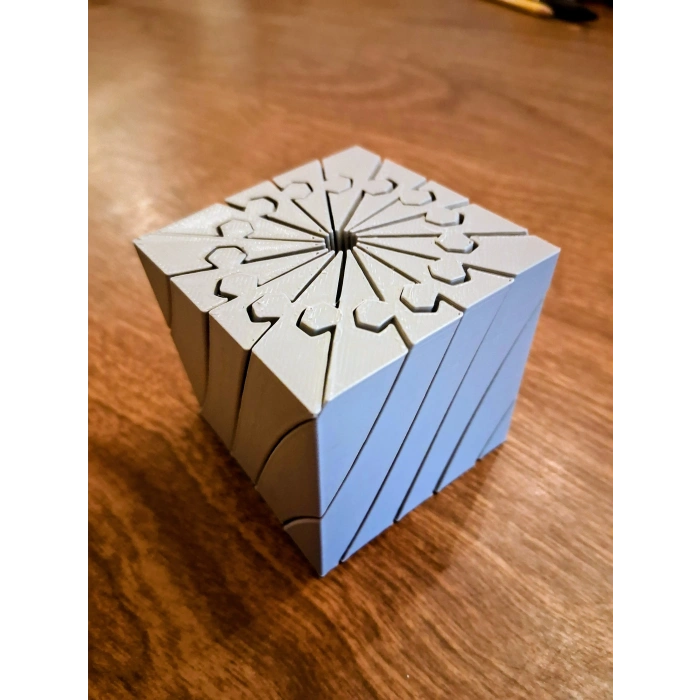 3D Baskı Twisting Küp - Mekanik Dönen Bulmaca Küpü-Gri