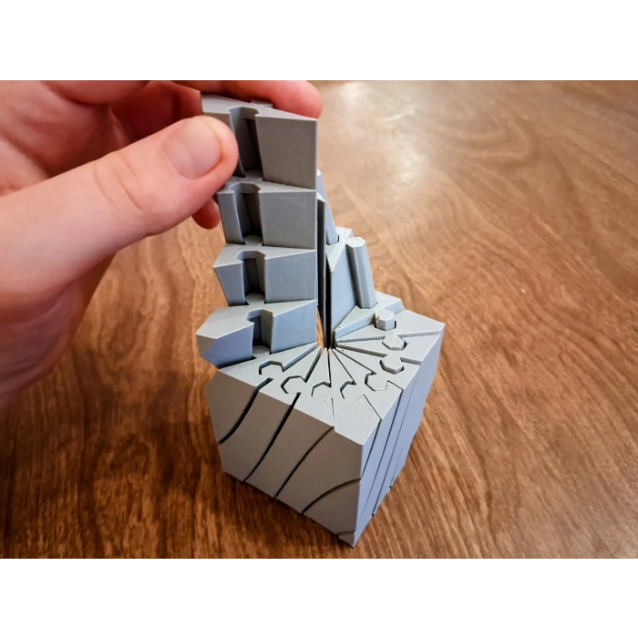 3D Baskı Twisting Küp - Mekanik Dönen Bulmaca Küpü-Gri