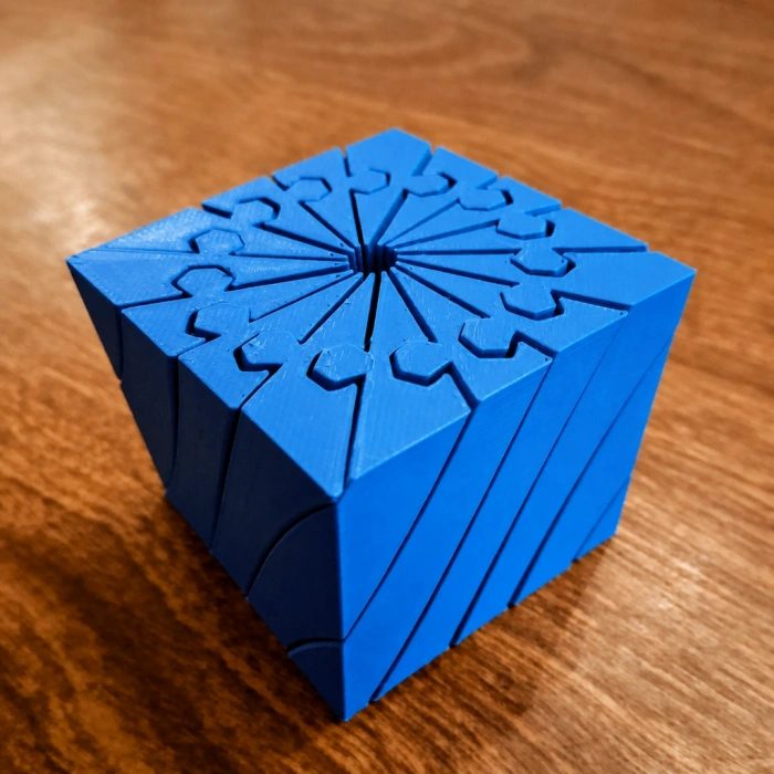 3D Baskı Twisting Küp - Mekanik Dönen Bulmaca Küpü-Mavi