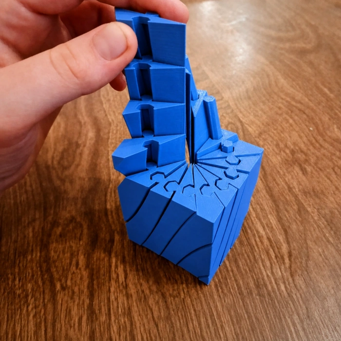 3D Baskı Twisting Küp - Mekanik Dönen Bulmaca Küpü-Mavi