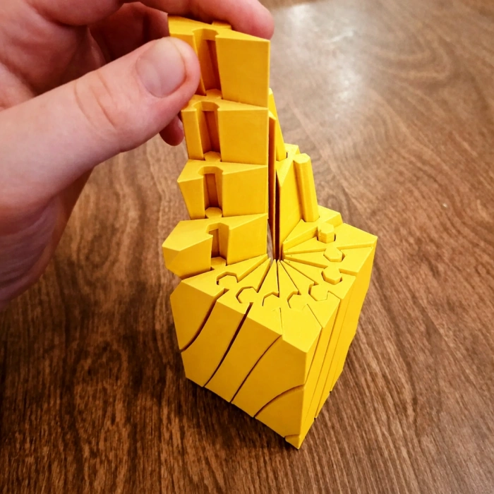 3D Baskı Twisting Küp - Mekanik Dönen Bulmaca Küpü-Sarı