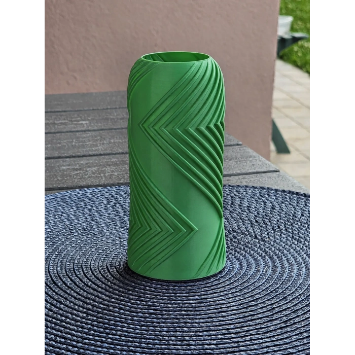 3D Baskı Vector Vazo - Geometrik Çizgili Dekoratif Vazo-Yeşil