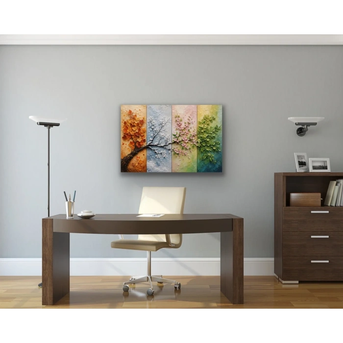 4 Mevsim Ağaç Kanvas Tablo 40X60 CM