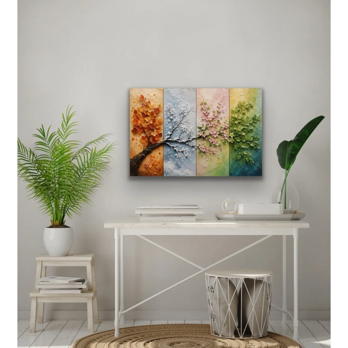 4 Mevsim Ağaç Kanvas Tablo 40X60 CM