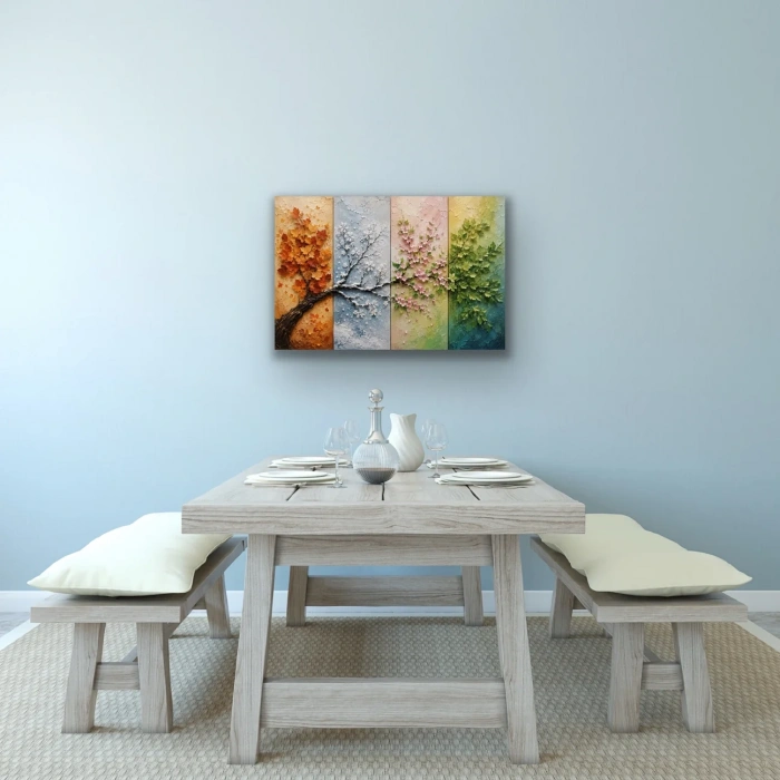 4 Mevsim Ağaç Kanvas Tablo 60X90 CM