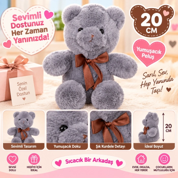 4769 PELUŞ AYI KURDELALI 20 CM 4R